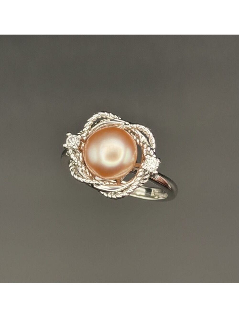 Candy+Clover Gold Pink Freshwater Pearl White Gold Plated Ring